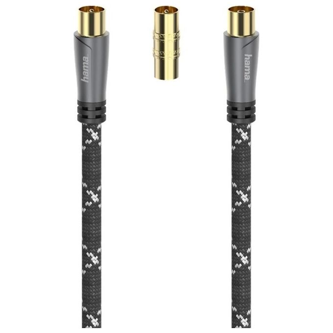 Hama Cavo Antenna M-F con Adattatore M-M 120Db Tpe Connettori Dorati Ferrite 3mt - Disponibile in 3-4 giorni lavorativi