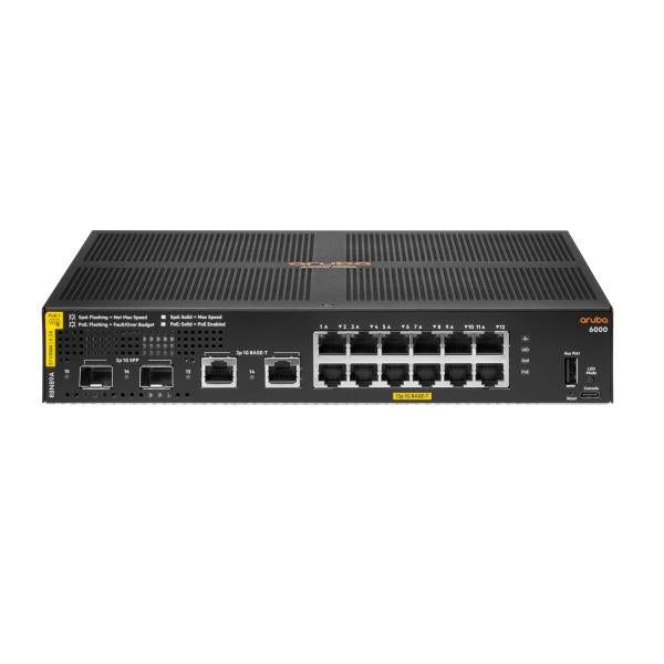 Hewlett Packard Enterprise Aruba 6000 12G Class4 PoE 2G/2SFP 139W Gestito L3 Gigabit Ethernet (10/100/1000) Supporto Power over Ethernet (PoE) 1U - Disponibile in 6-7 giorni lavorativi