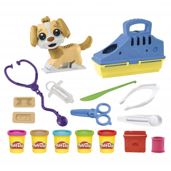 PLAY-DOH - Box - Lo studio veterinario con cane, valigetta, 10 attrezzi e 5 colori - Disponibile in 3-4 giorni lavorativi