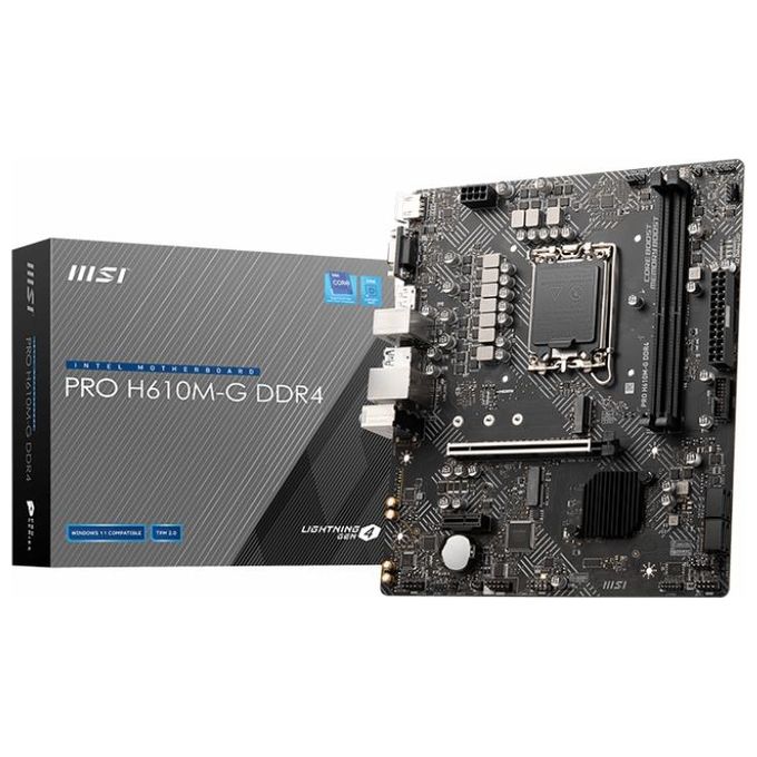 MSI PRO H610M-G DDR4, Scheda Madre Micro-ATX - Supporta i processori Intel 12th Gen Core, LGA 1700-2 x DIMM (3200MHz), 1x slot PCIe 4.0 x16, 1 x M.2 Gen3, Intel 1G LAN, HDMI 2.1, DP 1.4 e VGA - Disponibile in 3-4 giorni lavorativi