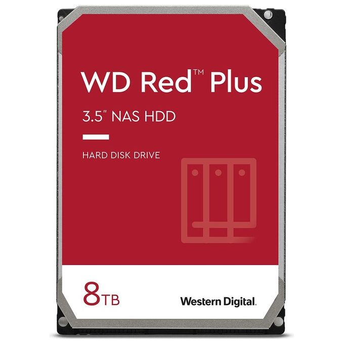 WD Red Plus 8TB per NAS Hard Disk interno da 3.5 5400 RPM Class SATA 6 GB-s CMR Cache da 256 MB Garanzia 3 anni - Disponibile in 3-4 giorni lavorativi