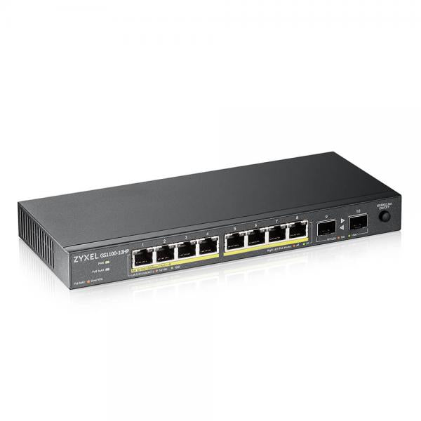 SWITCH ZYXEL GS1100-10HP UNMANAGED 8P Gigabit (fino a 120W) +2P SFP Gigabit design senza ventole Desktop - Disponibile in 3-4 giorni lavorativi