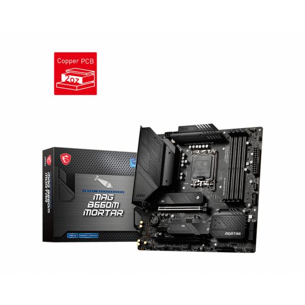 MSI MB B660, MAG B660M MORTAR, LGA 1700, 4DDR5, 2PCI-Ex16, 1PCI-Ex1, 2M2, 6SATA3 - Disponibile in 3-4 giorni lavorativi