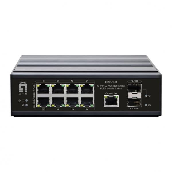 LevelOne IGP-1061 switch di rete Gestito L2 Gigabit Ethernet (10/100/1000) Supporto Power over Ethernet (PoE) Nero - Disponibile in 6-7 giorni lavorativi