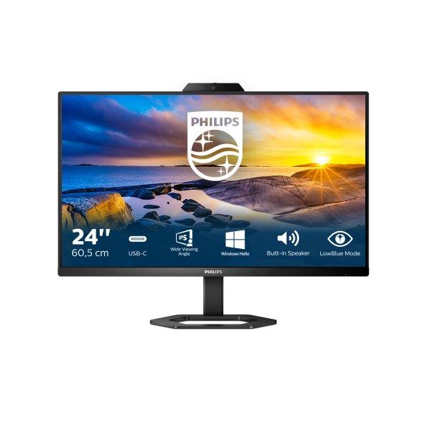 Monitor Nuovo MONITOR PHILIPS LED 23.8"Wide 24E1N5300HE/00 IPS 1920x1080 1ms 300cd/mq 1.000:1 2x3W MM WEBCAM Pivot Reg.H HDMI DP USB-C docking - Disponibile in 3-4 giorni lavorativi