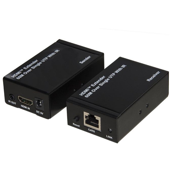 Link Estensore Hdmi Tramite Cavo Cat5-6 Fino a 60mt Full Hd con Sensori Infrarossi per Telecomandi - Disponibile in 3-4 giorni lavorativi