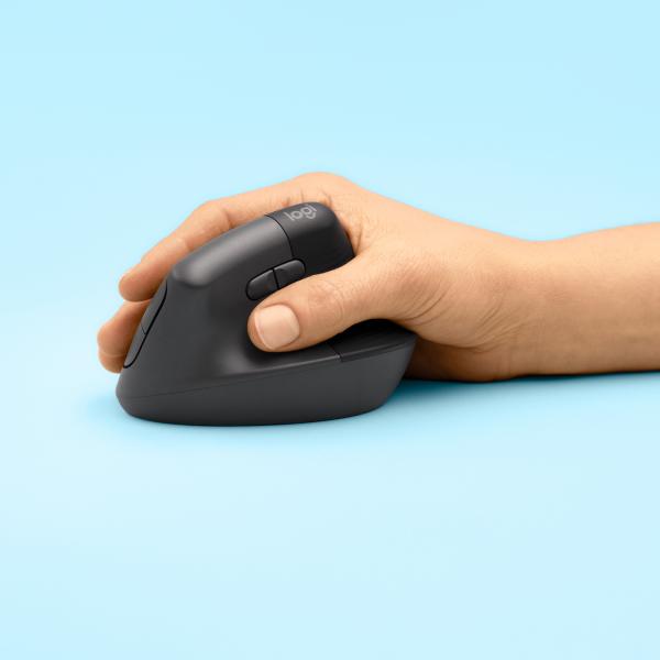 Logitech Lift Mouse Wireless Verticale Ergonomico, Ricevitore USB Bluetooth o Logi Bolt, Silenzioso - Grafite - Disponibile in 3-4 giorni lavorativi