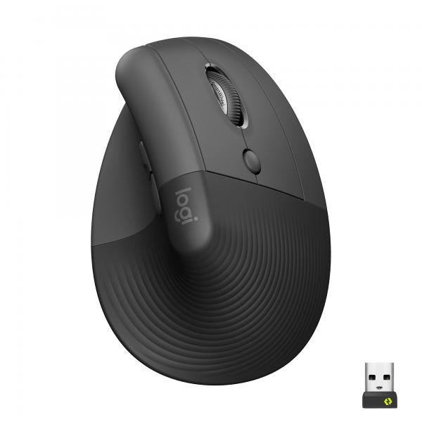 Logitech Lift Mouse Wireless Verticale Ergonomico, Ricevitore USB Bluetooth o Logi Bolt, Silenzioso - Grafite - Disponibile in 3-4 giorni lavorativi