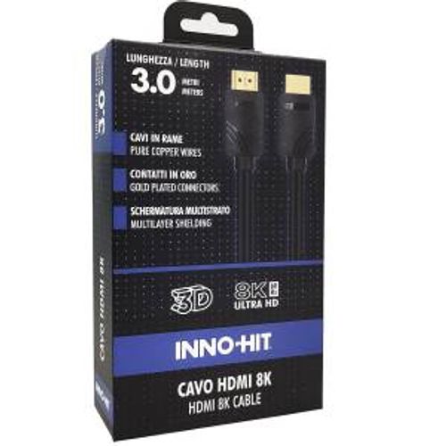 Inno-Hit Cavo HDMI ContattiOro 8K 60hz 3m Nero - Disponibile in 2-3 giorni lavorativi