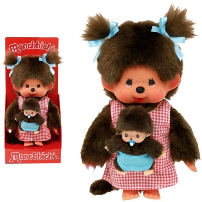 Monchhichi Maman & Baby Plush - 20 cm - Bandai - Disponibile in 3-4 giorni lavorativi