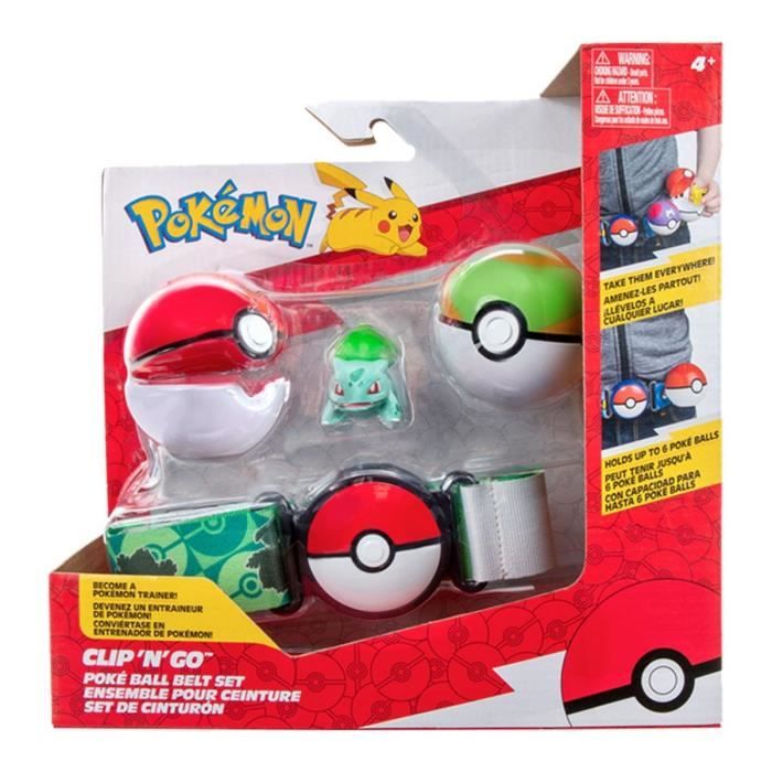 Clip Belt 'N' Go Bandai - Pokémon - 1 cintura, 1 Poké Ball, 1 Nest Ball e 1 Figurina 5 cm Bulbizarra - Disponibile in 3-4 giorni lavorativi