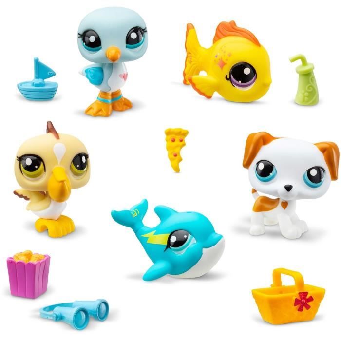 BANDAI - Littlest Pet Shop - Set da collezione Tema spiaggia - 5 animali e accessori - BF00517 - Disponibile in 3-4 giorni lavorativi