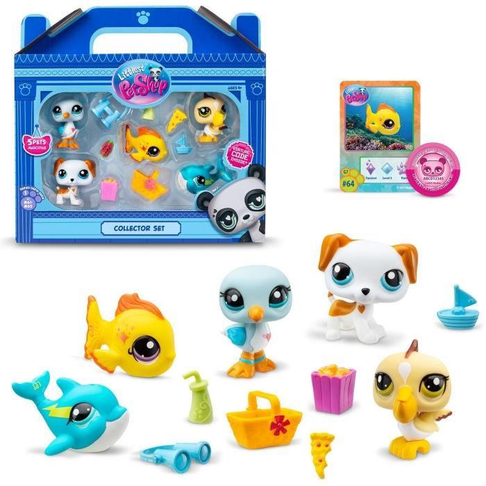 BANDAI - Littlest Pet Shop - Set da collezione Tema spiaggia - 5 animali e accessori - BF00517 - Disponibile in 3-4 giorni lavorativi