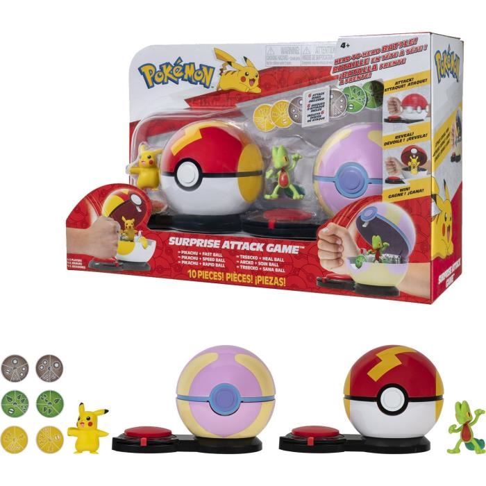 2 Poké Ball con i rispettivi Pokémon e 6 dischi d'attacco - BANDAI - Pokémon - Poké Ball attacco a sorpresa Pikachu vs Arcko - Gioco - Disponibile in 3-4 giorni lavorativi