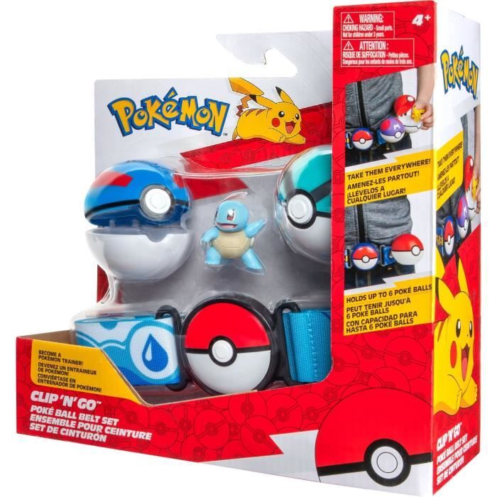 Cintura - BANDAI - Pokémon Clip 'N' Go - 1 cintura, 2 Poké Ball e 1 statuetta Squirtle 5 cm - Disponibile in 3-4 giorni lavorativi