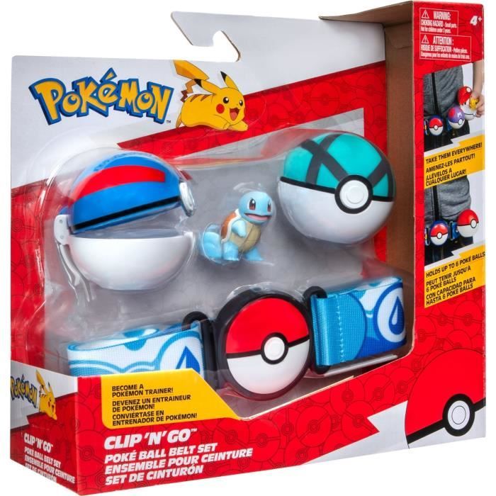 Cintura - BANDAI - Pokémon Clip 'N' Go - 1 cintura, 2 Poké Ball e 1 statuetta Squirtle 5 cm - Disponibile in 3-4 giorni lavorativi