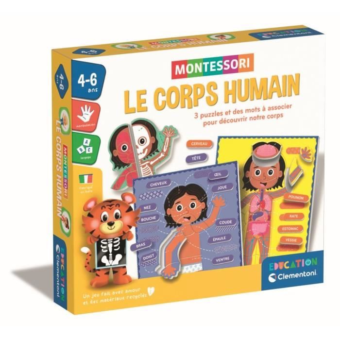 Montessori - Clementoni - Il Corpo Umano - Gioco didattico per imparare come è fatto il corpo dentro e fuori - D - Disponibile in 3-4 giorni lavorativi