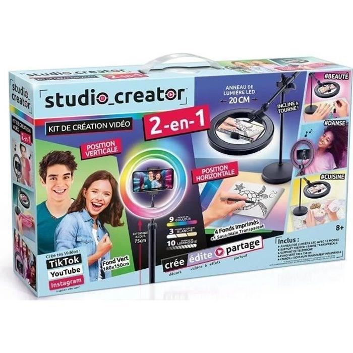 Canal Toys - Studio Video 2 in 1 con anello luminoso a LED multicolore, supporto doppia funzione - Studio Creator - INF027 - Disponibile in 3-4 giorni lavorativi