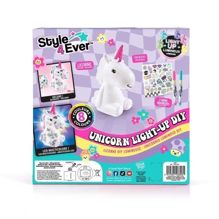 Canal Toys Style 4 Ever - Y2K Unicorno luminoso fai-da-te da decorare - Edizione da collezione - Hobby creativi per bambini - OFG 293 - Disponibile in 3-4 giorni lavorativi