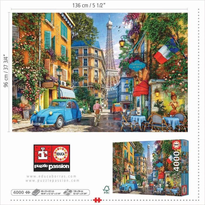 EDUCA - Puzzle - 4000 Le vecchie strade di Parigi - Disponibile in 3-4 giorni lavorativi