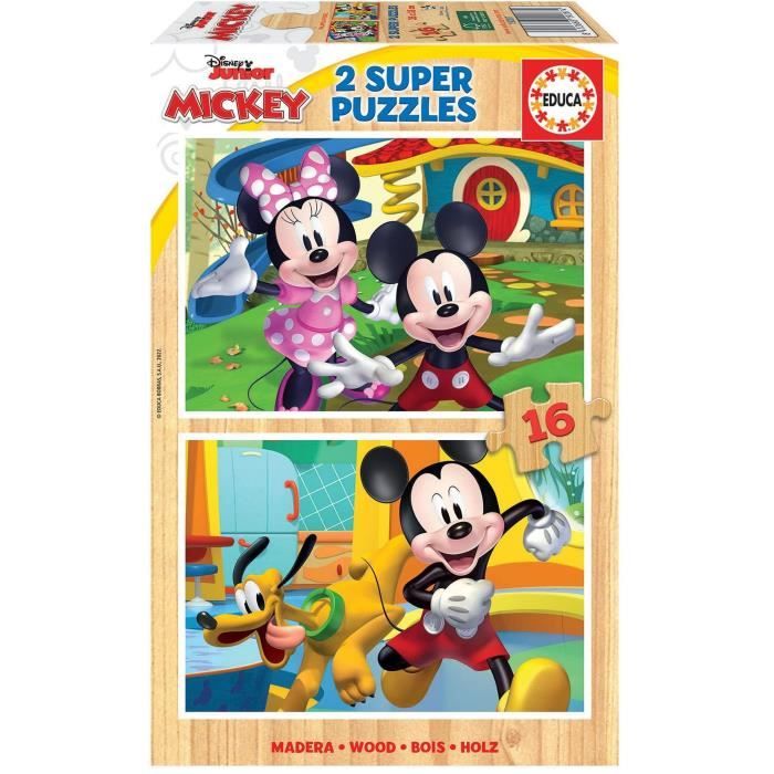 Mickey & Minnie - 2 puzzle in legno - Disponibile in 3-4 giorni lavorativi