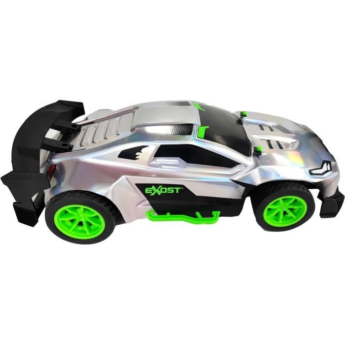 Auto telecomandata - EXOST - Metallo cromato 1:14 - 15 km/h - 31 -5 cm - argento e verde - 5 anni - Disponibile in 3-4 giorni lavorativi