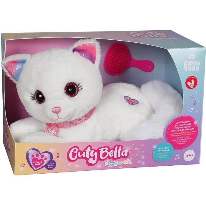 Peluche - Gipsy Toys - Gatto Cuty Bella Fashionista - 30 cm - Bianco Rosa - Disponibile in 3-4 giorni lavorativi