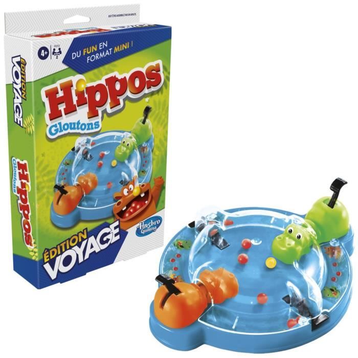 Gluttonous Hippos Travel, gioco da tavolo da viaggio per 2 giocatori, dai 4 anni, Hasbro Gaming - Disponibile in 3-4 giorni lavorativi