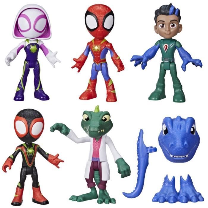 Scatola degli eroi dei dinosauri e delle lucertole, 5 figurine, giocattolo di supereroi prescolare, a partire da 3 anni, Spidey e i suoi amici - Disponibile in 3-4 giorni lavorativi