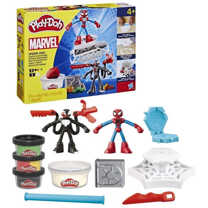 Play-Doh Spider-Man, set Slash Attack con 2 personaggi flessibili, 7 accessori e pasta modellabile, dai 4 anni, Marvel - Disponibile in 3-4 giorni lavorativi