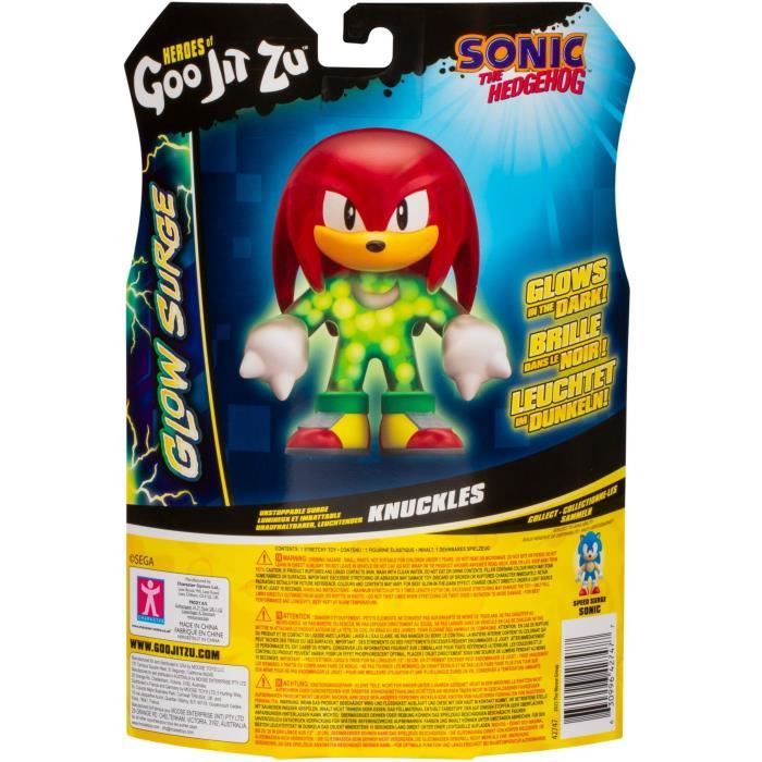 Knuckles Glow Surge 13cm - HEROeS OF GOO JIT ZU - SONIC - Figura luminosa ed estensibile - Disponibile in 3-4 giorni lavorativi