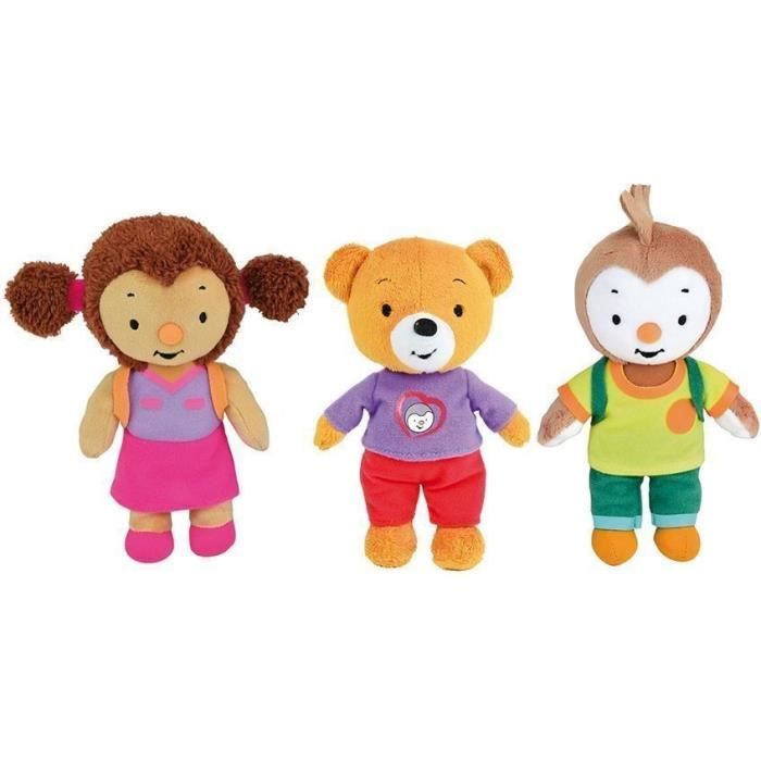 T'CHOUPI Lotto di 3 peluche Lalou, Pilou e T'choupi +/- 19 cm - Disponibile in 3-4 giorni lavorativi