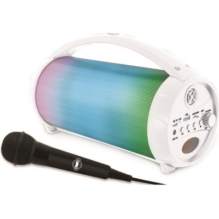 FLASHBOOM Altoparlante Bluetooth portatile completamente illuminato con microfono cablato staccabile iParty - LEXIBOOK - Disponibile in 3-4 giorni lavorativi