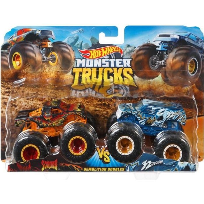 Hot Wheels - Set di 2 veicoli Monster Truck Double Demolition - Piccole auto - 3 anni e + - Disponibile in 3-4 giorni lavorativi