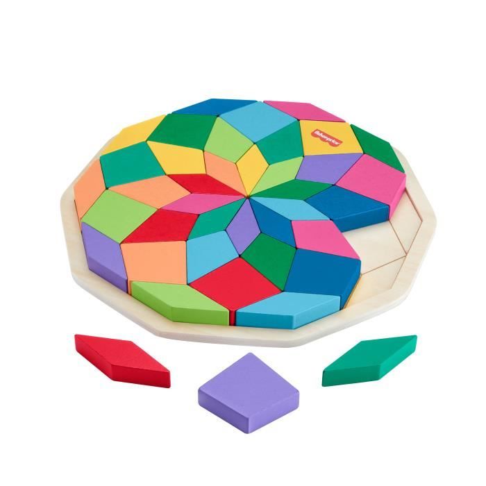 Puzzle mandala in legno Fisher-Price-Puzzle con motivi geometrici da 40 pezzi HXT94 - Disponibile in 3-4 giorni lavorativi