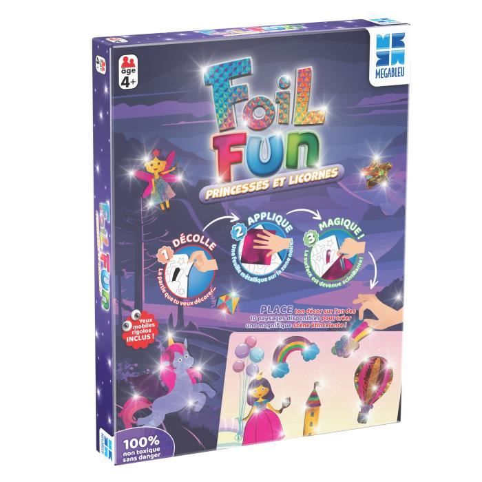 Attività creativa - MEGABLEU - Foil Fun - Principesse e Unicorni - Creare opere senza sporcarsi - Disponibile in 3-4 giorni lavorativi