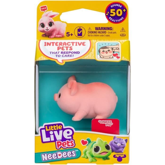 Lil' Needees - MOOSE TOYS - LITTLE LIVE PETS - Animali tascabili interattivi, con suoni e reazioni - Disponibile in 3-4 giorni lavorativi