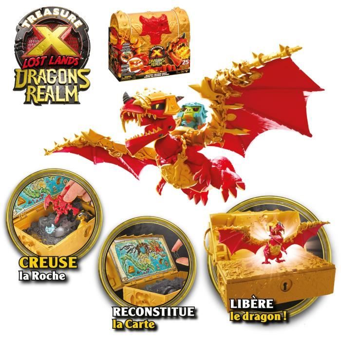 Forziere del tesoro del regno dei draghi - MOOSE TOYS - TREASURE X - Forziere interattivo con figurine e tesori - Disponibile in 3-4 giorni lavorativi