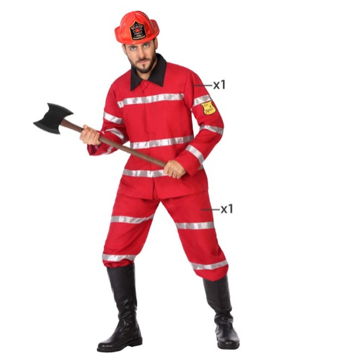 Costume per Adulti Rosso Pompiere (2 Pezzi) Taglia:XL - Disponibile in 3-4 giorni lavorativi Bigbuy Carnival