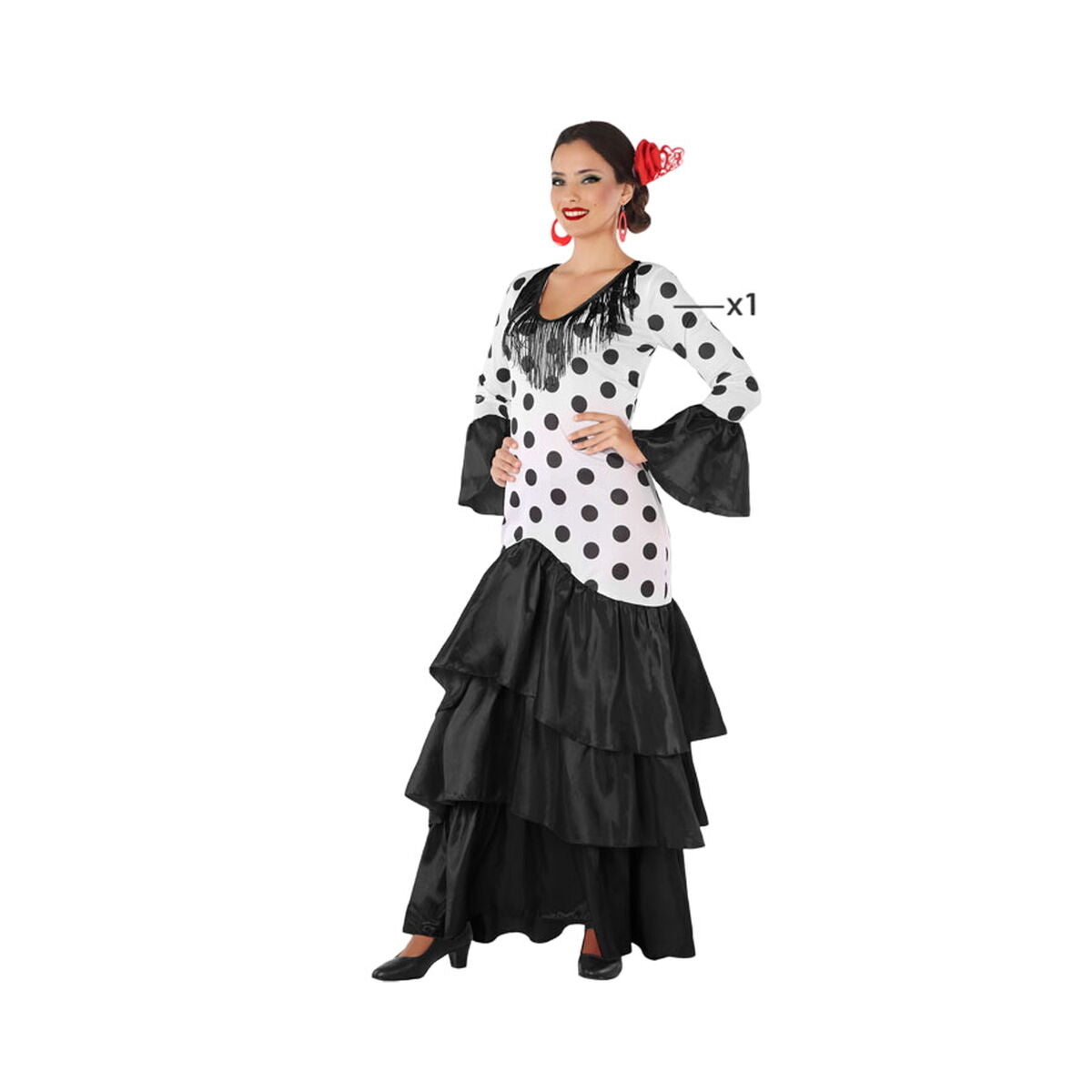 Costume per Adulti Nero Ballerina di Flamenco XXL - Disponibile in 3-4 giorni lavorativi