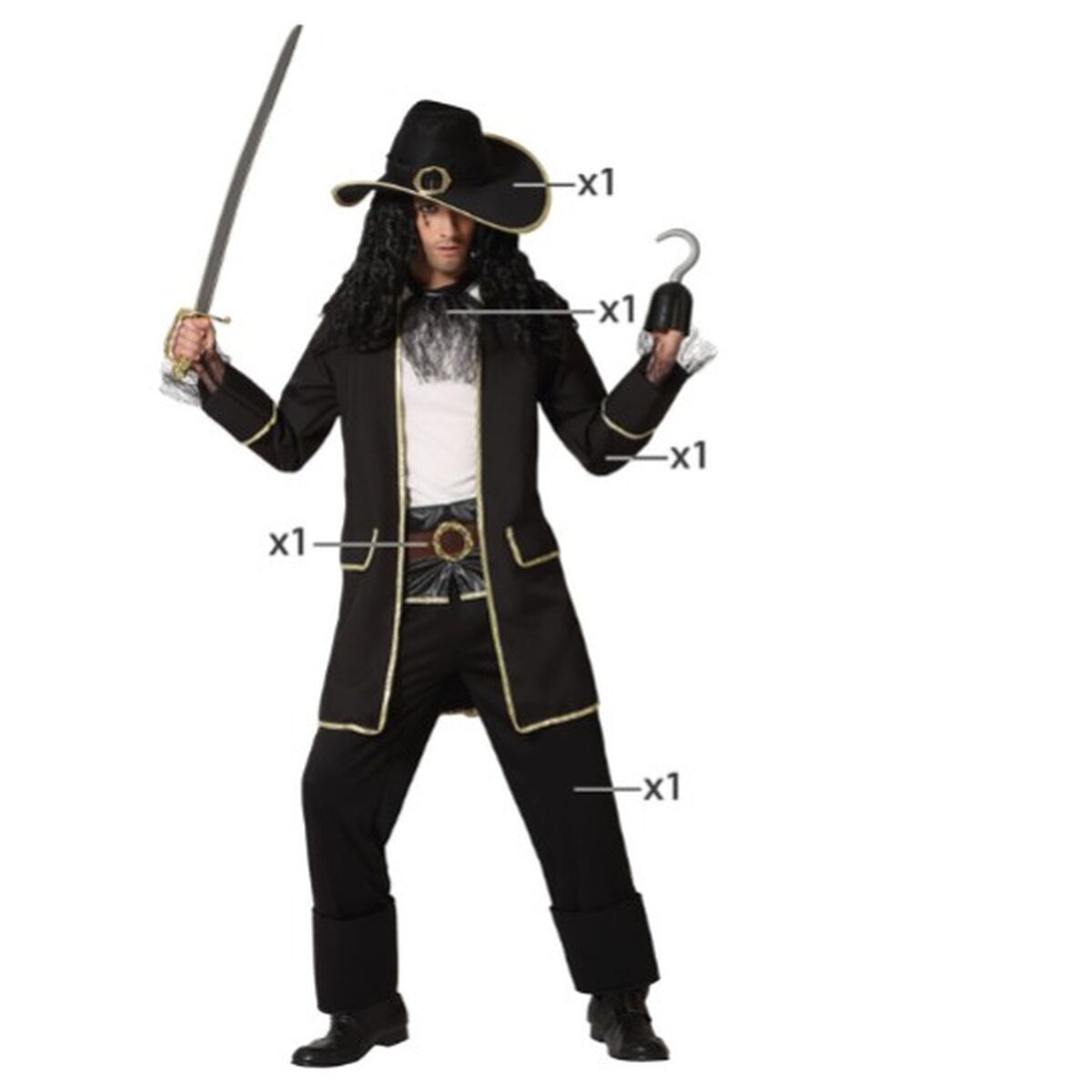 Costume per Adulti Pirata Taglia:XS/S - Disponibile in 3-4 giorni lavorativi Bigbuy Carnival