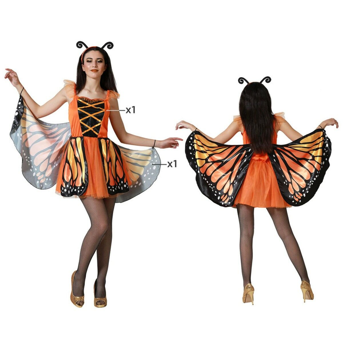 Costume per Adulti Arancio Farfalla Taglia:XL - Disponibile in 3-4 giorni lavorativi