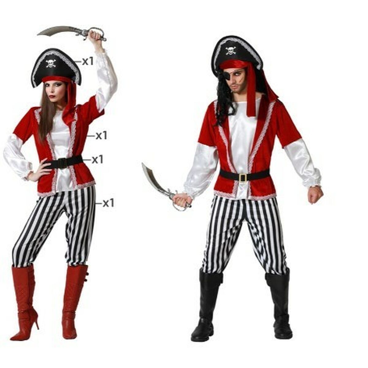 Costume per Adulti Rosso Pirata Taglia:XL - Disponibile in 3-4 giorni lavorativi