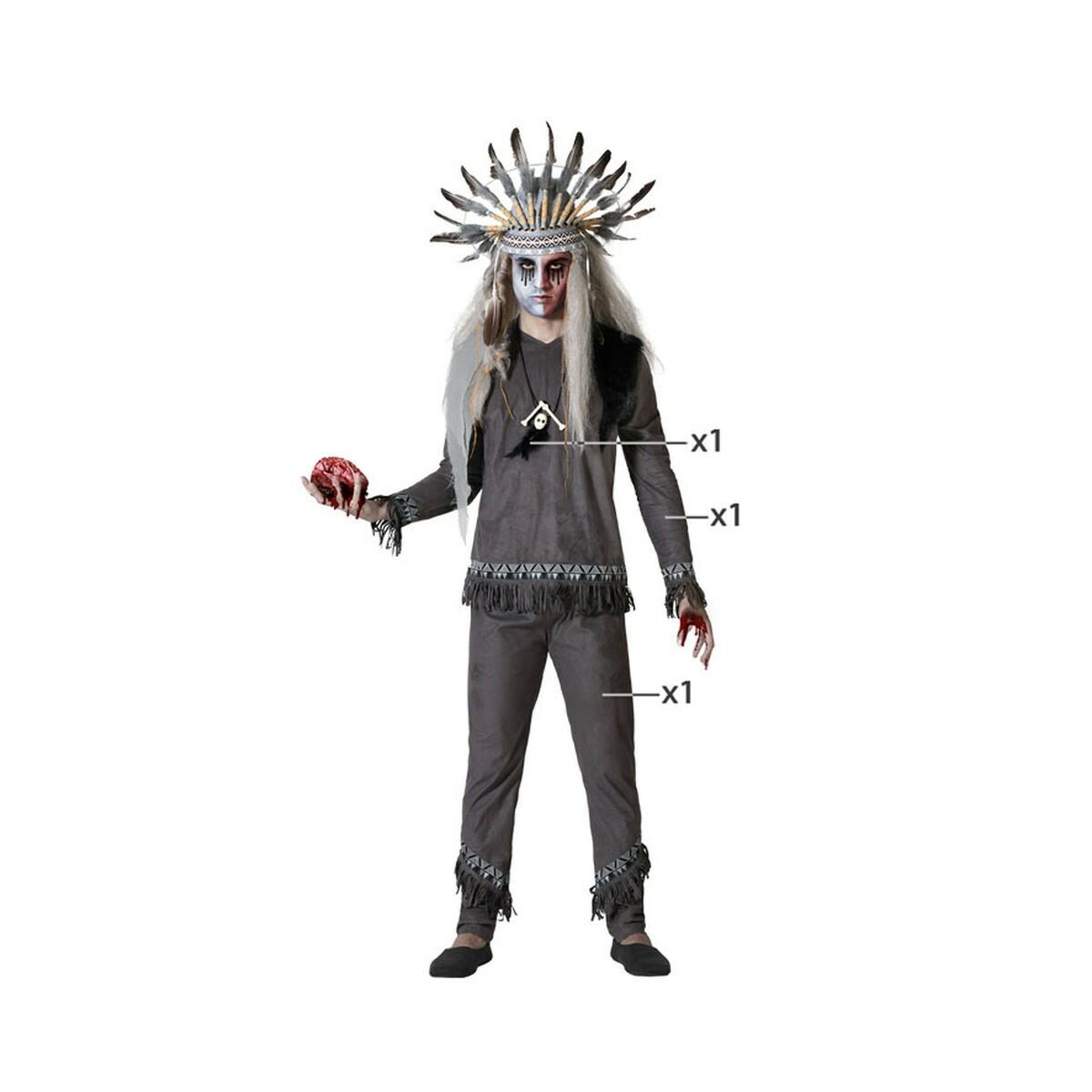 Costume per Adulti Grigio chaman Taglia:XL - Disponibile in 3-4 giorni lavorativi Bigbuy Carnival