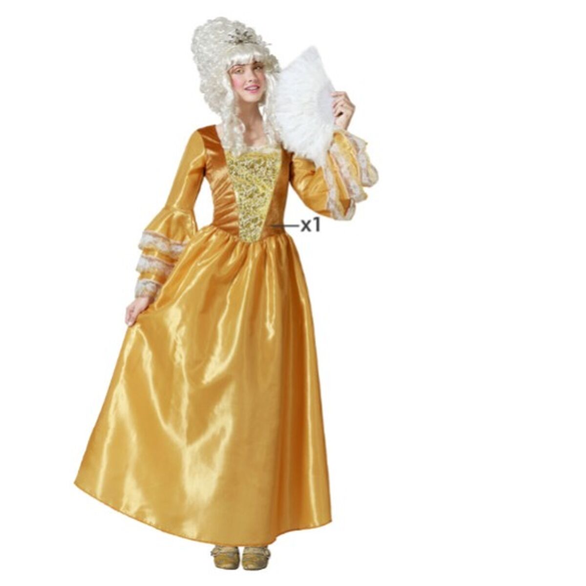 Costume per Adulti Dorato Cortigiana Donna Taglia:XS/S - Disponibile in 3-4 giorni lavorativi