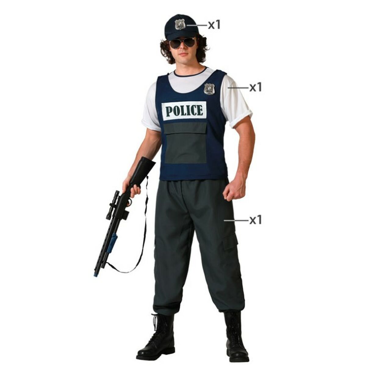 Costume per Adulti Poliziotto Taglia:M/L - Disponibile in 3-4 giorni lavorativi