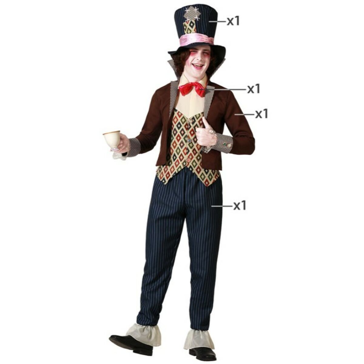 Costume per Adulti Cappellaia Matta Taglia:M/L - Disponibile in 3-4 giorni lavorativi