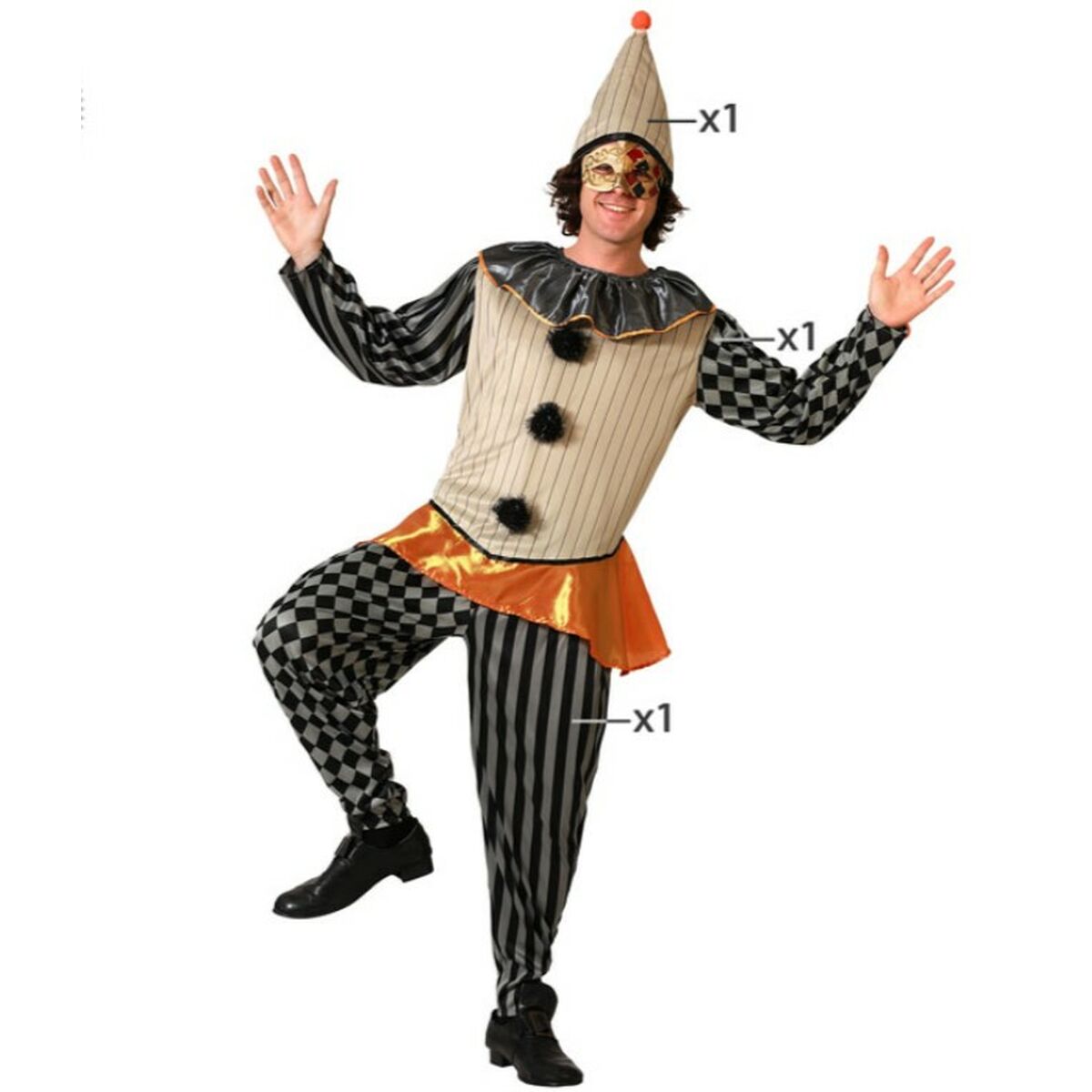 Costume per Adulti Arlecchino Taglia:M/L - Disponibile in 3-4 giorni lavorativi