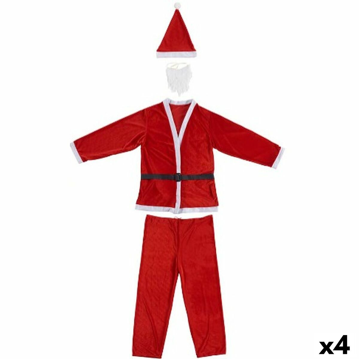 Costume per Adulti Babbo Natale Taglia unica Bianco Rosso (4 Unità) - Disponibile in 3-4 giorni lavorativi