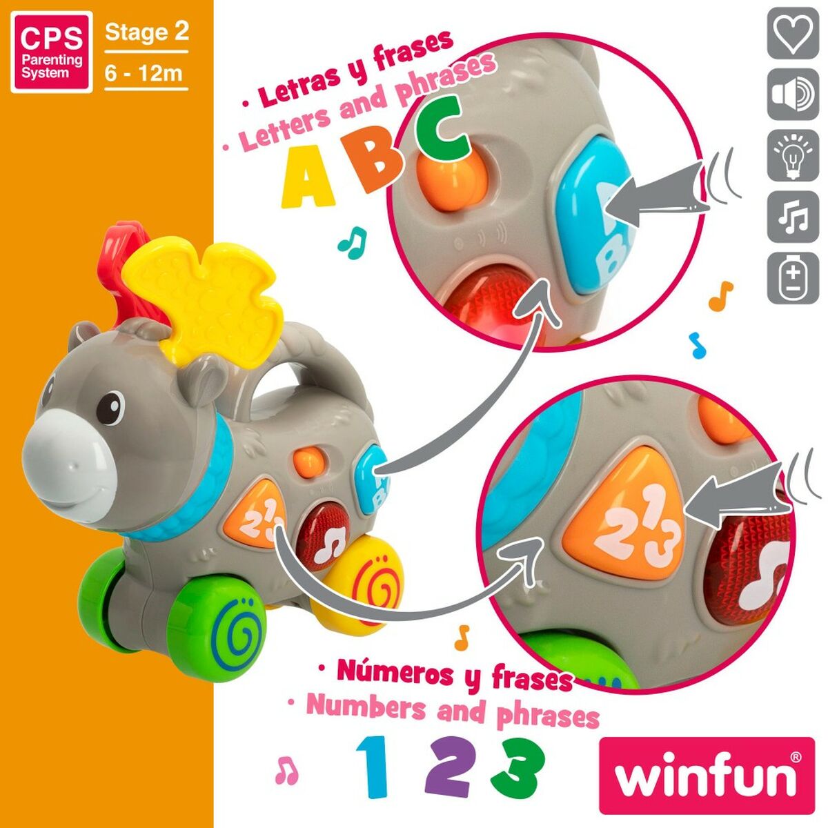 Giocattolo da trascinamento Winfun Alce 17 x 17 x 7,5 cm (6 Unità) - Disponibile in 3-4 giorni lavorativi